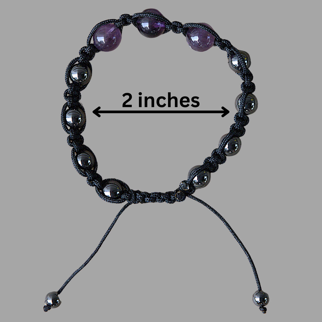Amethyst Hematite Beaded Bracelet | Natural Gemstone Protection Jewelry