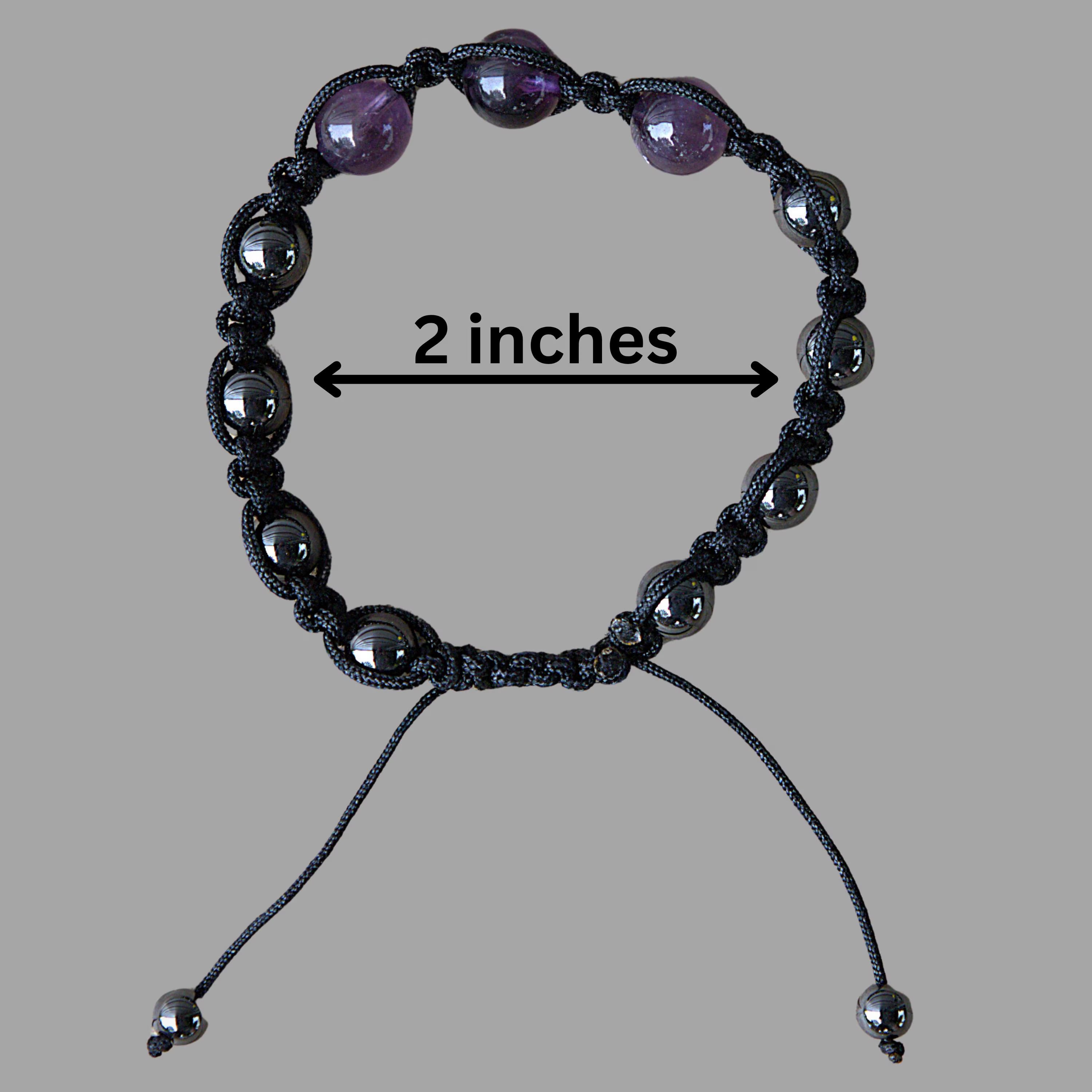 Amethyst Hematite Beaded Bracelet | Natural Gemstone Protection Jewelry