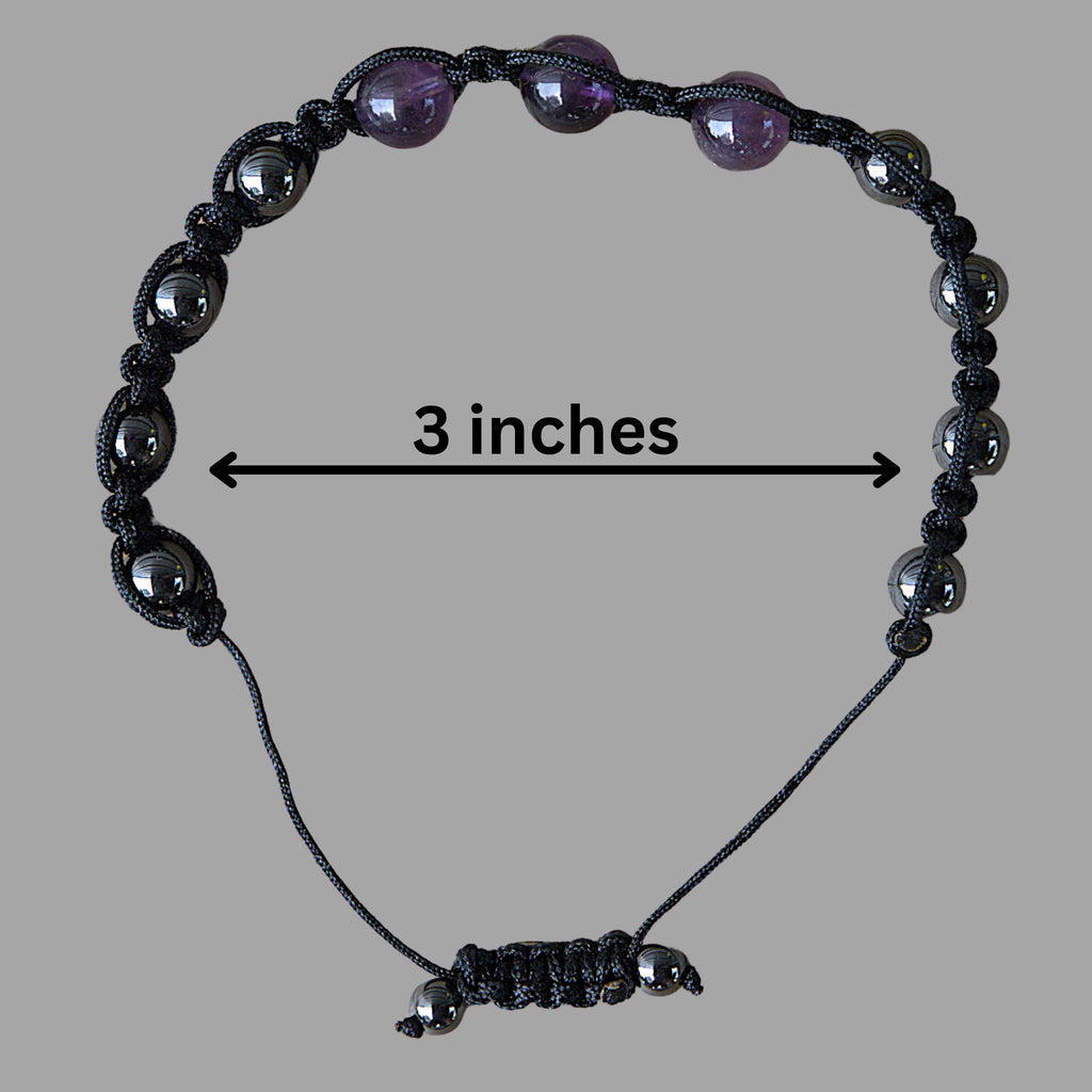 Amethyst Hematite Beaded Bracelet | Natural Gemstone Protection Jewelry