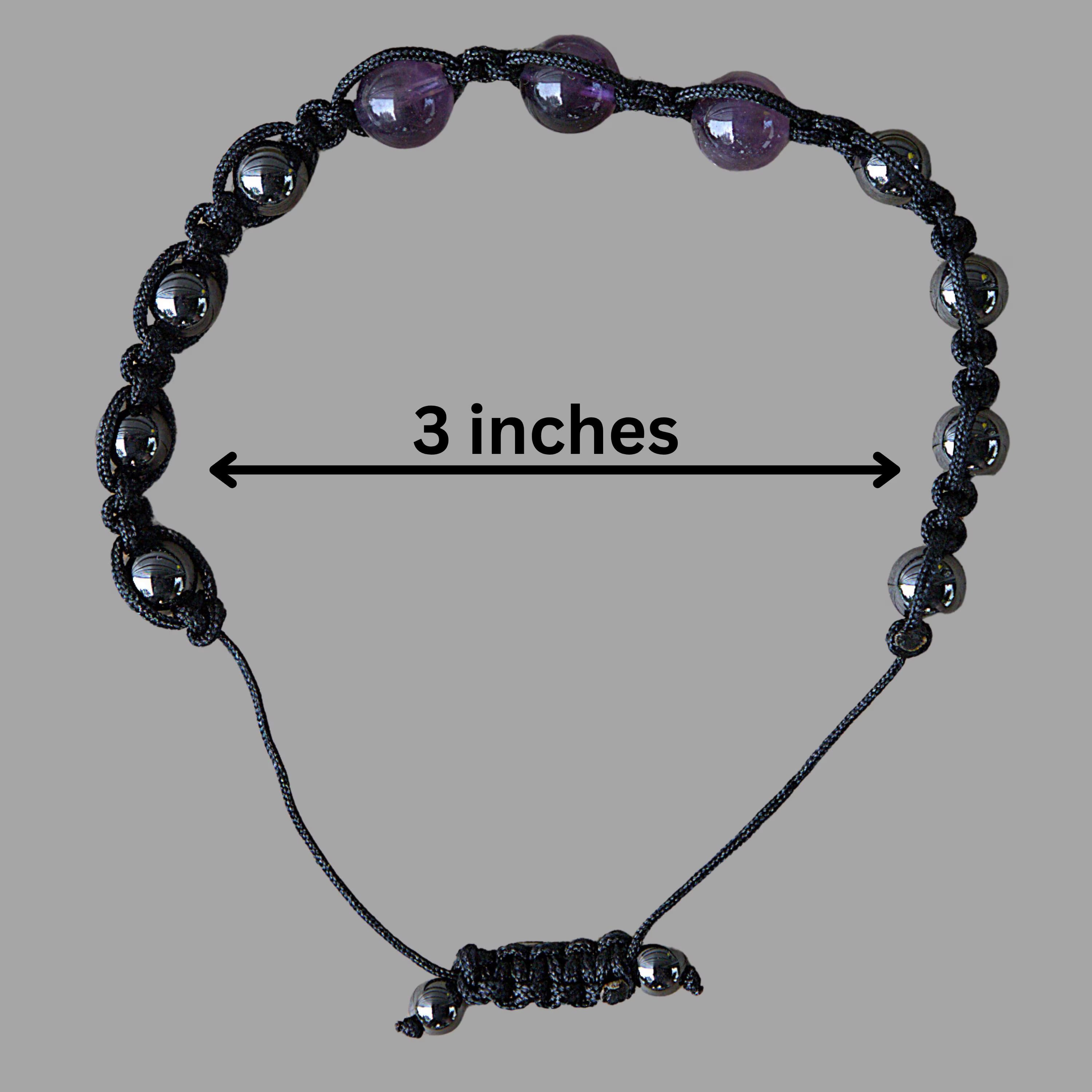 Amethyst Hematite Beaded Bracelet | Natural Gemstone Protection Jewelry