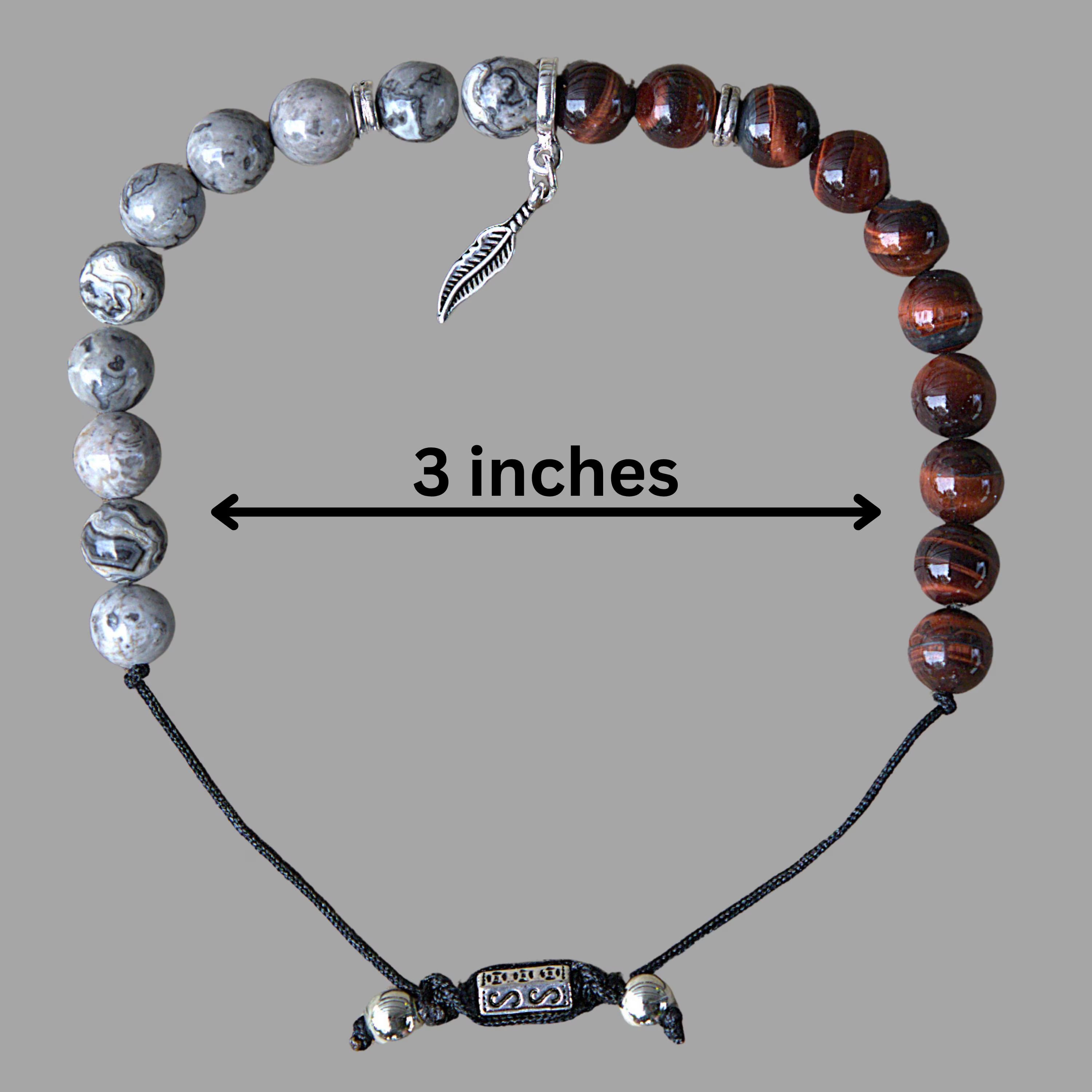 Red Tiger Eye Jasper Feather Bracelet | Adjustable Gemstone Beaded Jewelry | Boho Spiritual Accessory