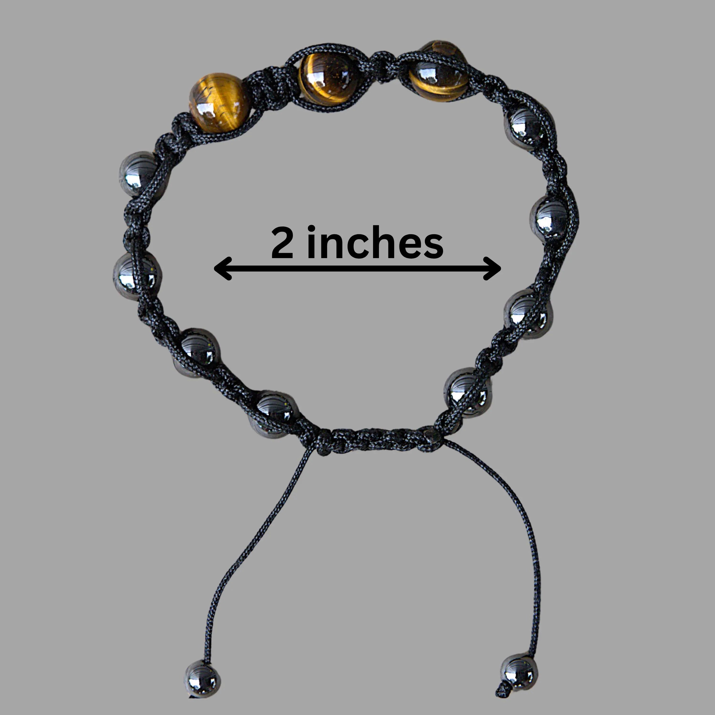 Tiger Eye Hematite Beaded Bracelet | Adjustable Natural Gemstone Protection Jewelry