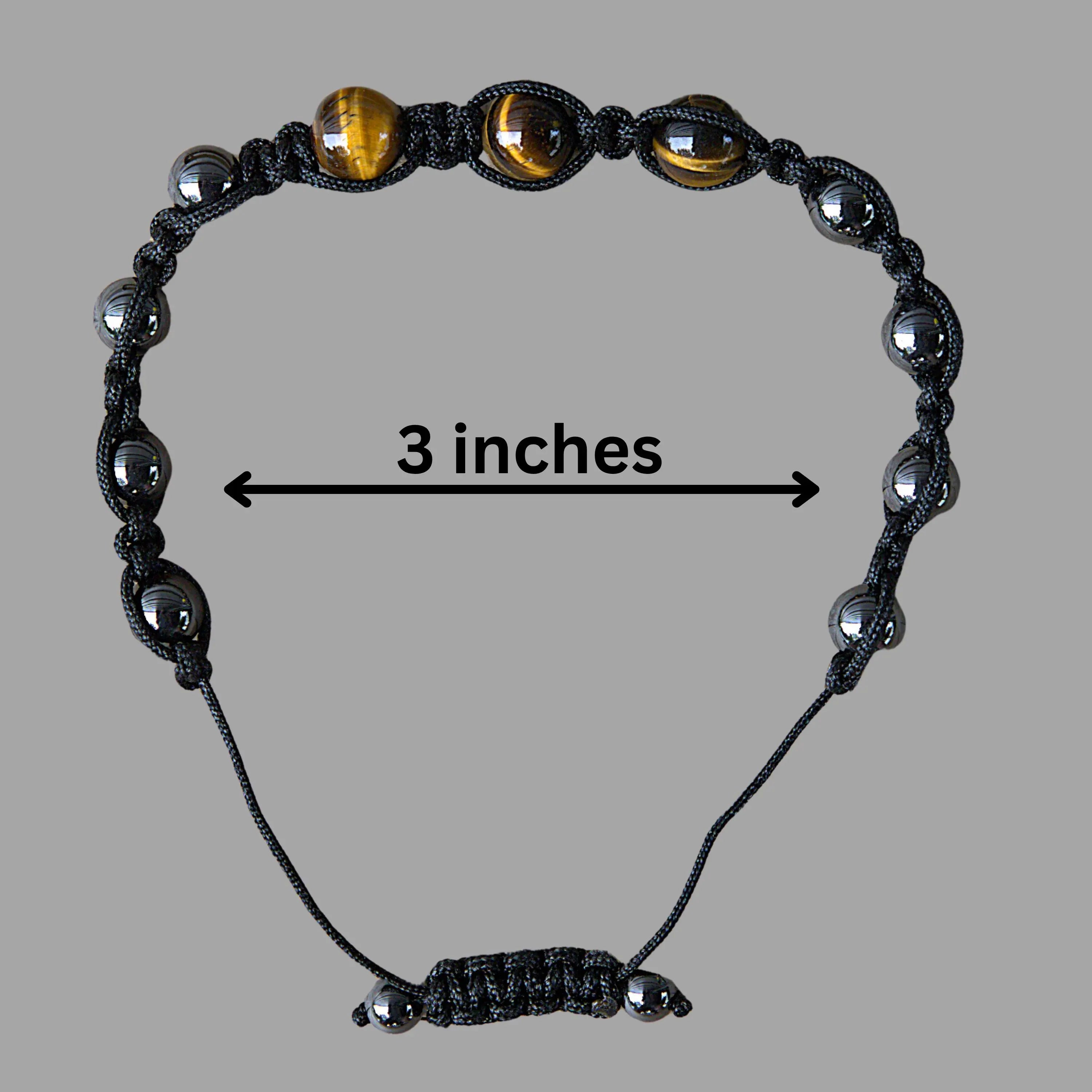 Tiger Eye Hematite Beaded Bracelet | Adjustable Natural Gemstone Protection Jewelry