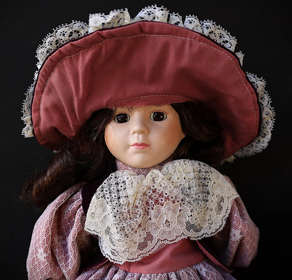 Vintage 1980s Brinn's Musical Porcelain Doll Plays "Some Enchanted Evening" | Collectible Music Box Heirloom Doll