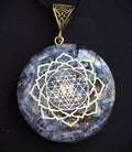 Handcrafted Blue Kyanite Orgonite Necklace | Lotus & Sri Yantra Pendant | Spiritual Crystal Healing Jewelry | Energy Protection Gift