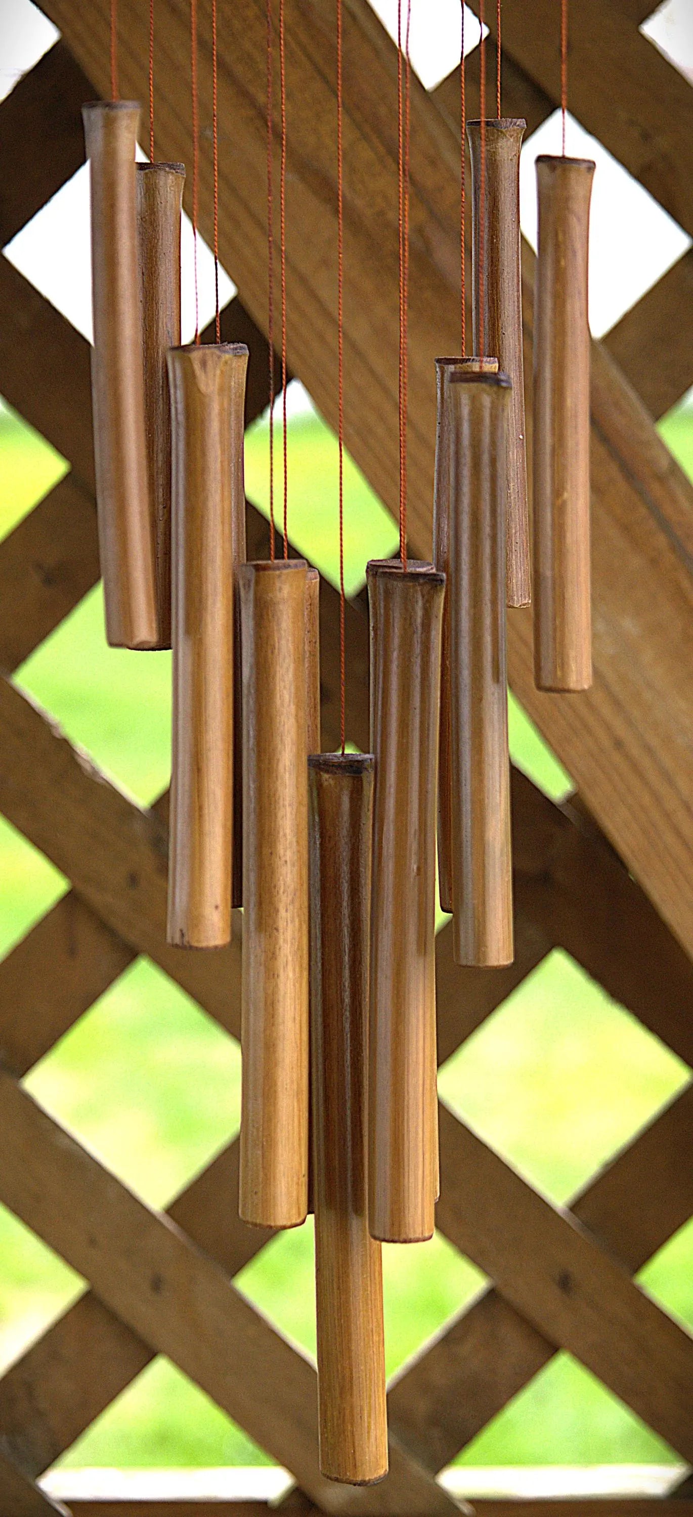 Handcrafted Bamboo Wind Chime | Crisscross Natural Outdoor Decor, Soothing Tones