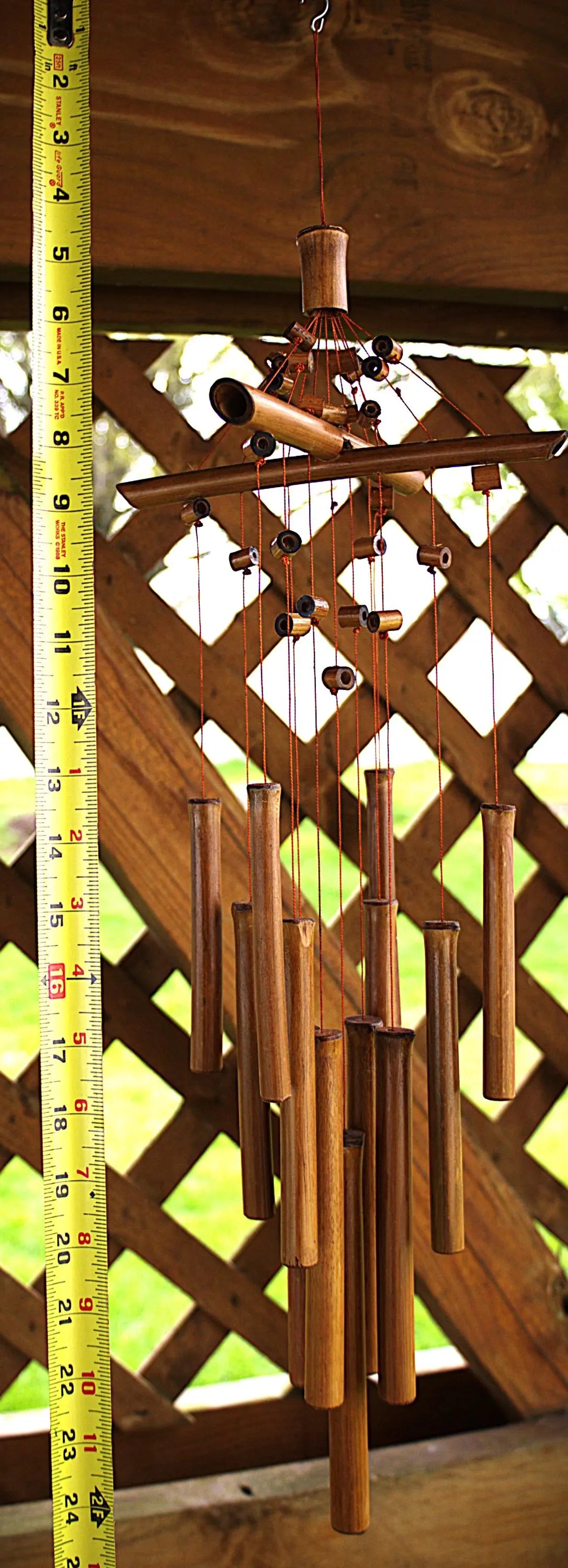 Handcrafted Bamboo Wind Chime | Crisscross Natural Outdoor Decor, Soothing Tones