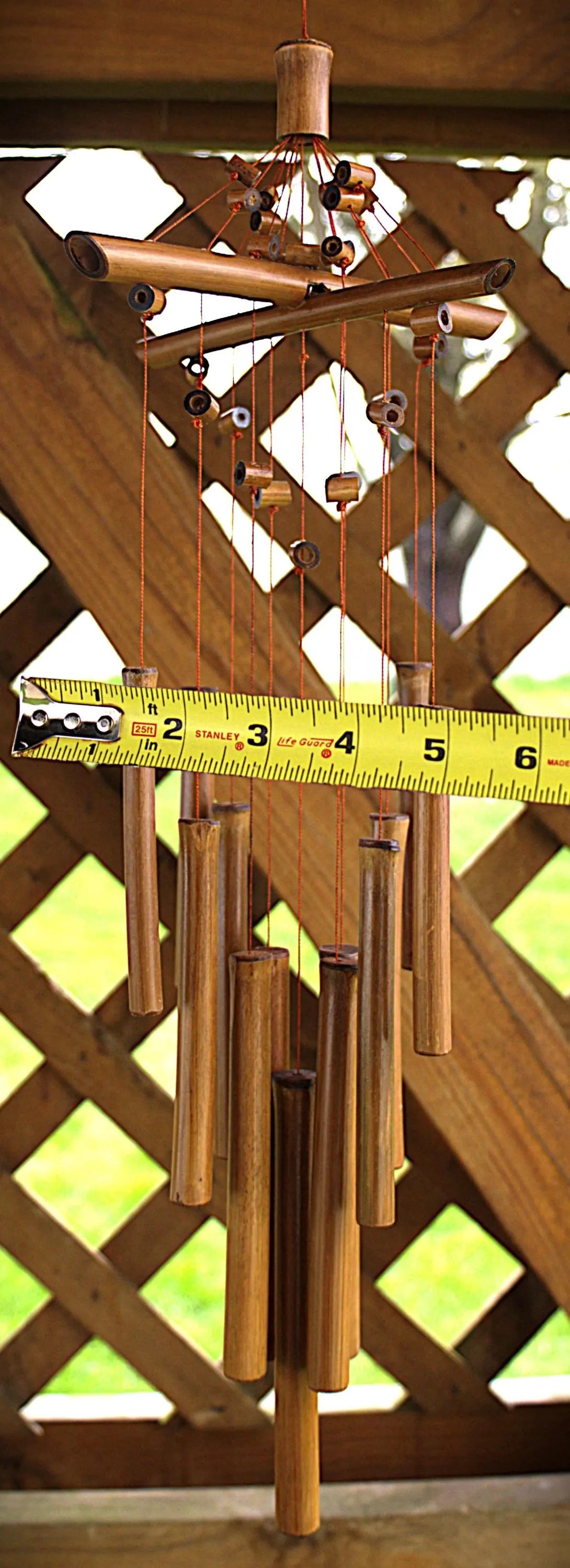 Handcrafted Bamboo Wind Chime | Crisscross Natural Outdoor Decor, Soothing Tones