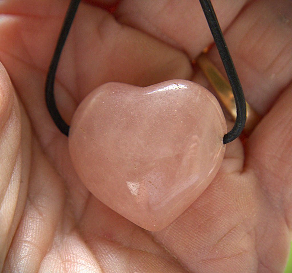 Vintage Rose Quartz Puffed Heart Necklace | Love & Healing Crystal Pendant | Natural Gemstone Heart Necklace | Romantic Gift for Her