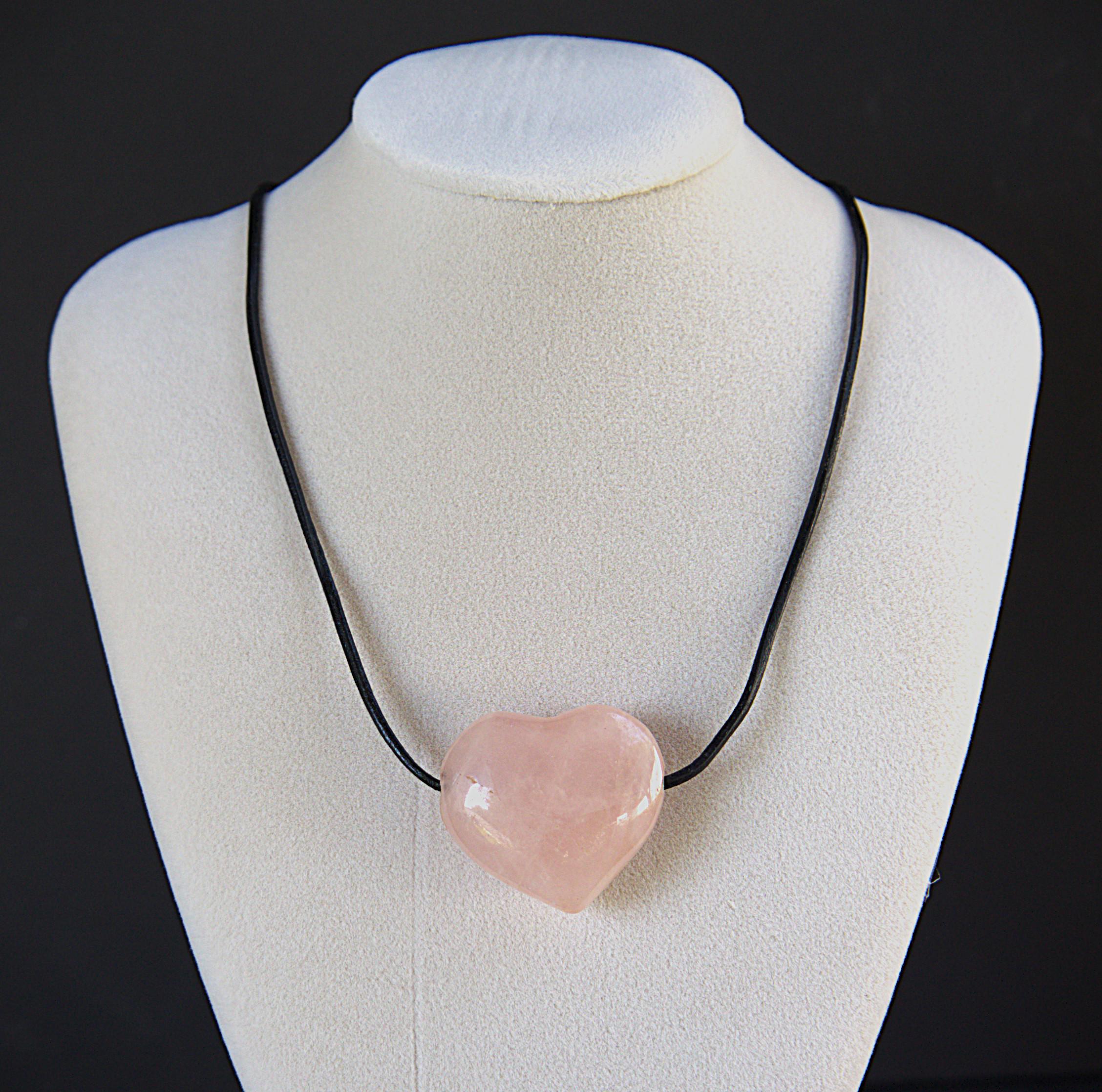 Vintage Rose Quartz Puffed Heart Necklace | Love & Healing Crystal Pendant | Natural Gemstone Heart Necklace | Romantic Gift for Her