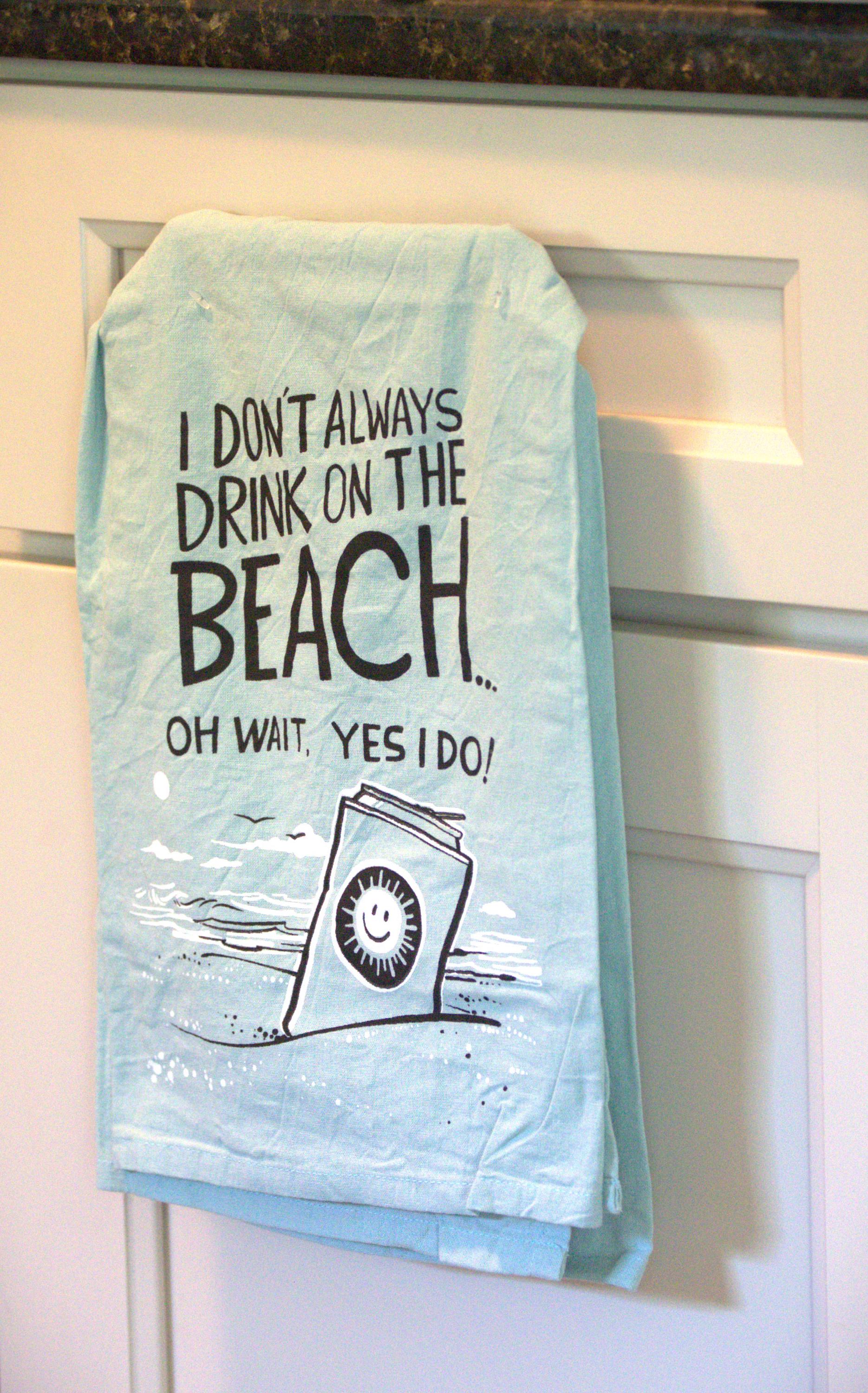 Funny Beach Tea Towels: Coastal Kitchen Decor, Gift for Beach Lovers