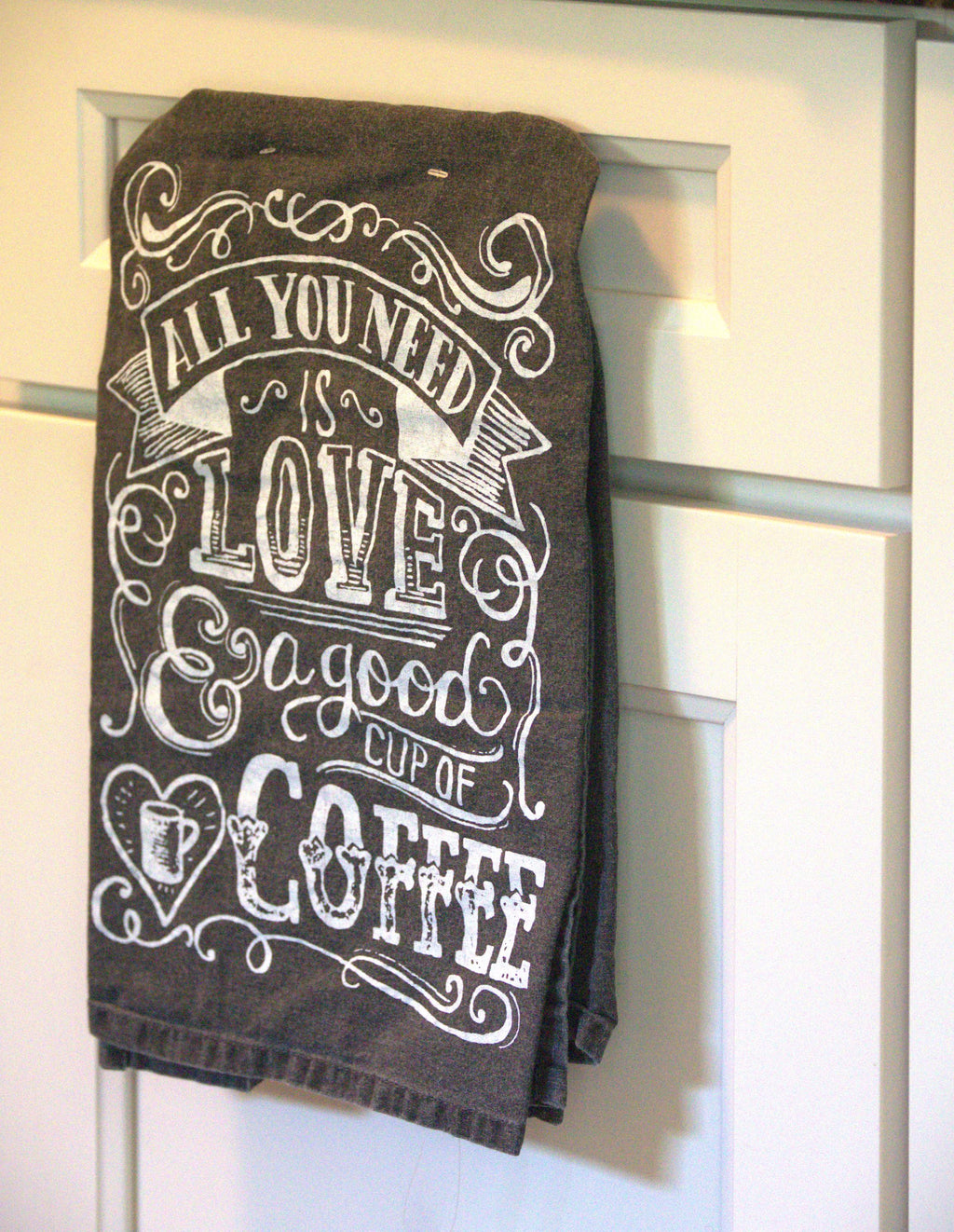 Funny Coffee Tea Towel: Farmhouse Kitchen Decor, Coffee Lover Gift Set.