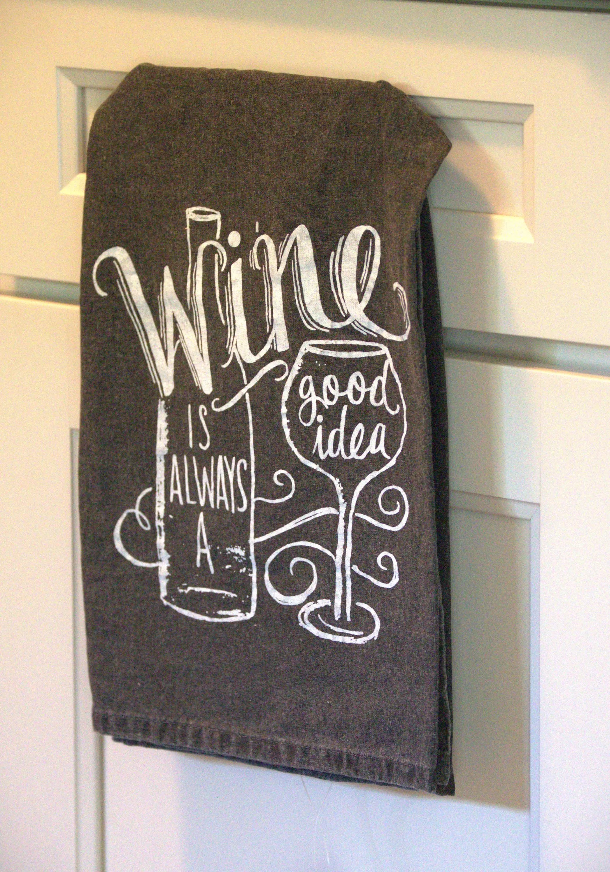 Funny Wine Tea Towel: 100% Cotton Kitchen Decor