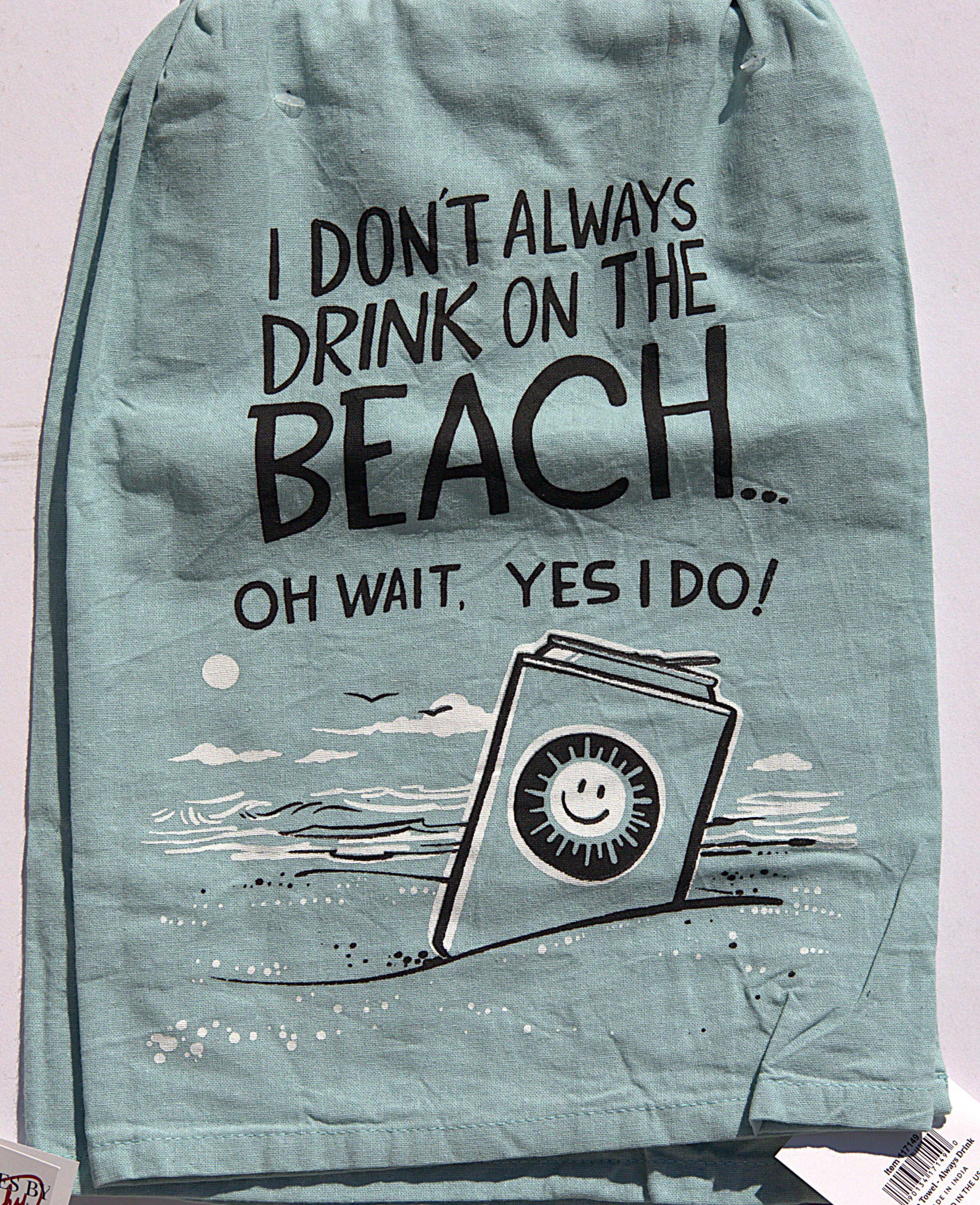 Funny Beach Tea Towels: Coastal Kitchen Decor, Gift for Beach Lovers