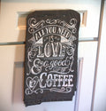 Funny Coffee Tea Towel: Farmhouse Kitchen Decor, Coffee Lover Gift Set.