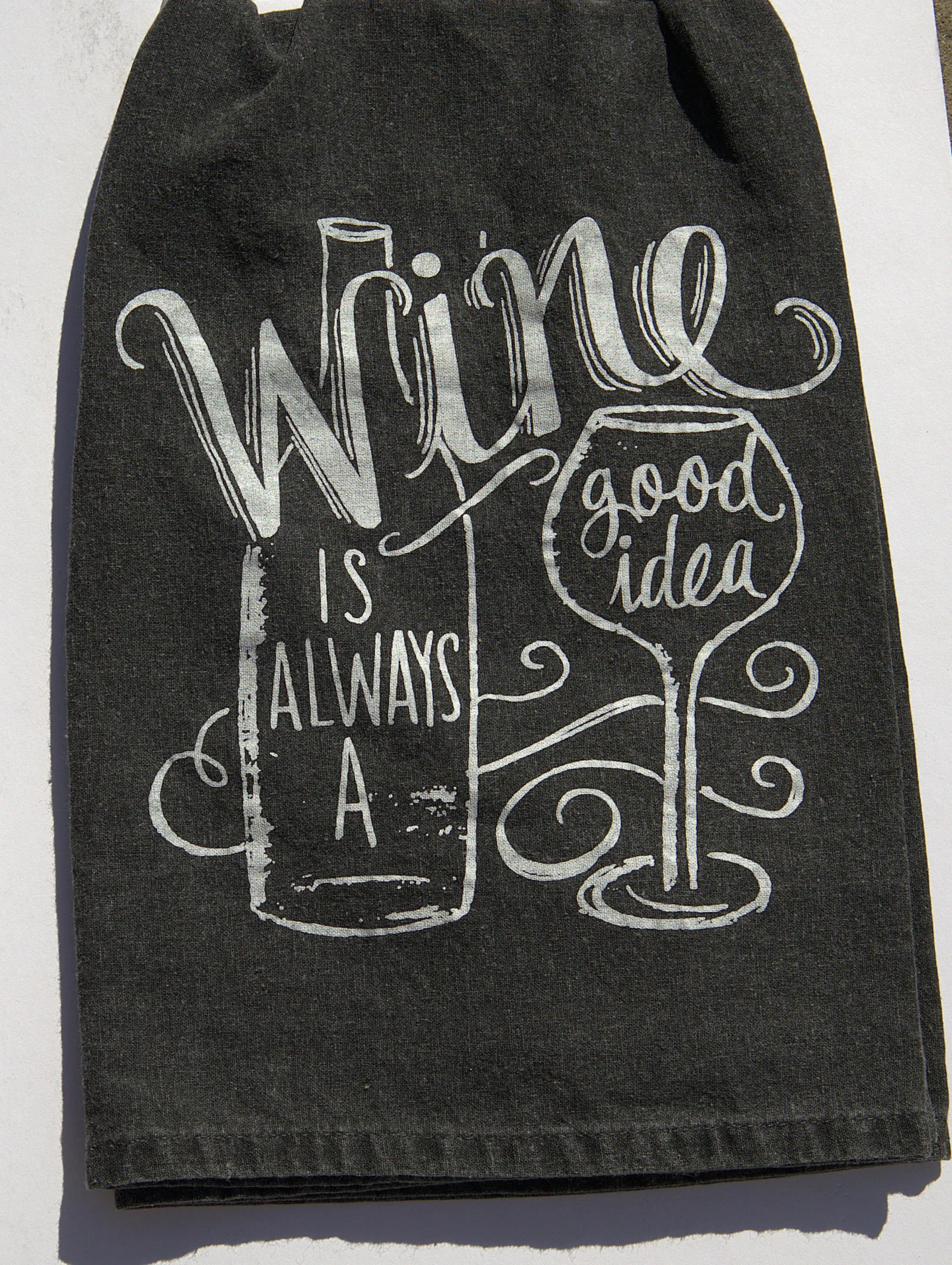 Funny Wine Tea Towel: 100% Cotton Kitchen Decor