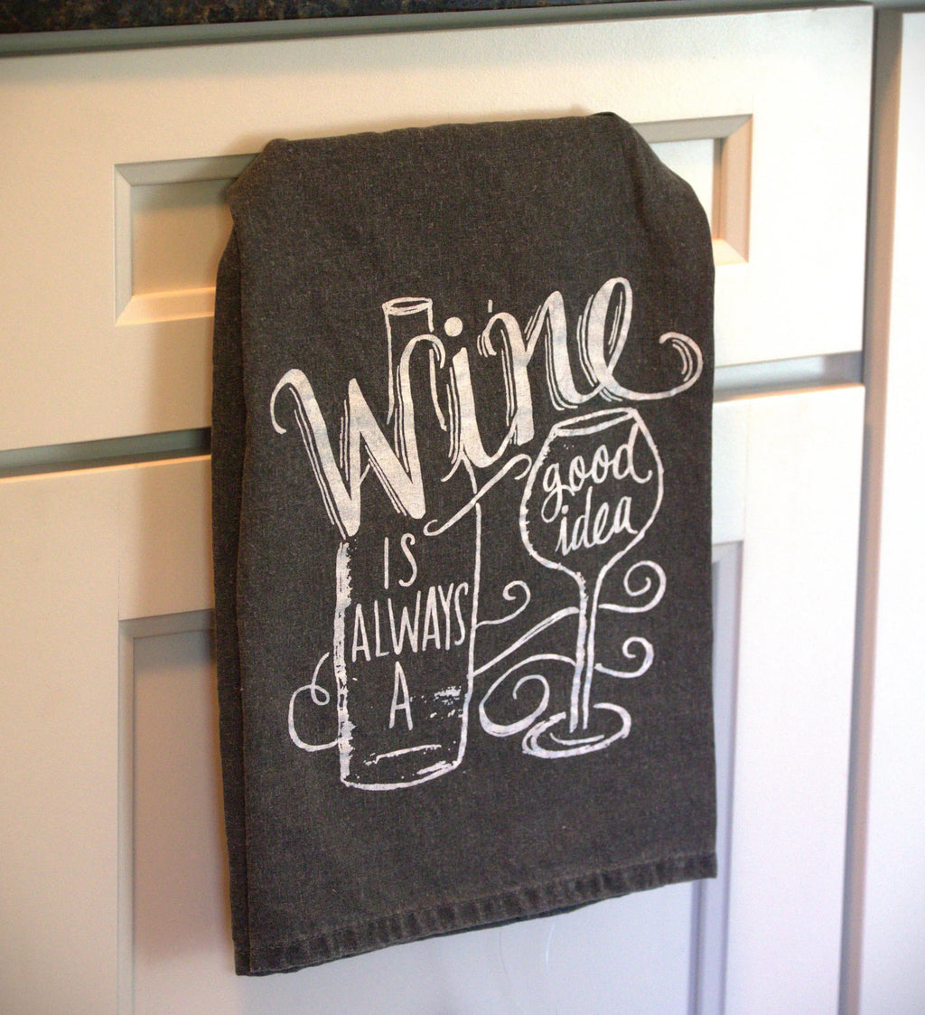 Funny Wine Tea Towel: 100% Cotton Kitchen Decor