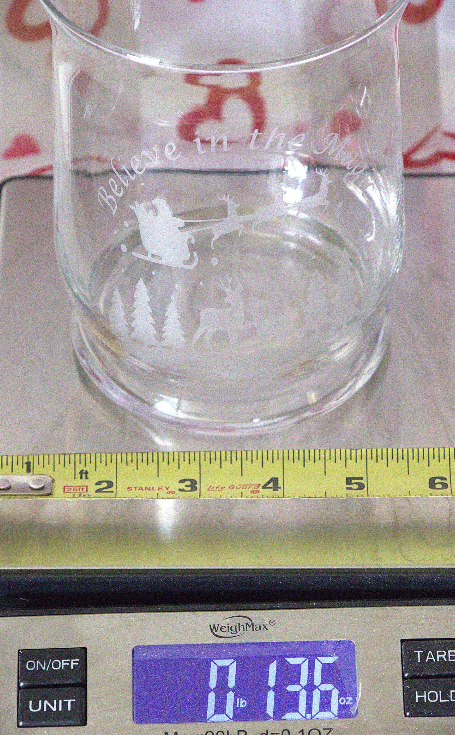 Handmade Frosted Glass Christmas Vase: Etched Santa and Reindeer