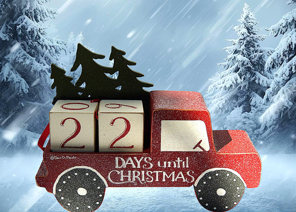 Red Truck Rustic Christmas Countdown: Wooden Holiday Advent Calendar