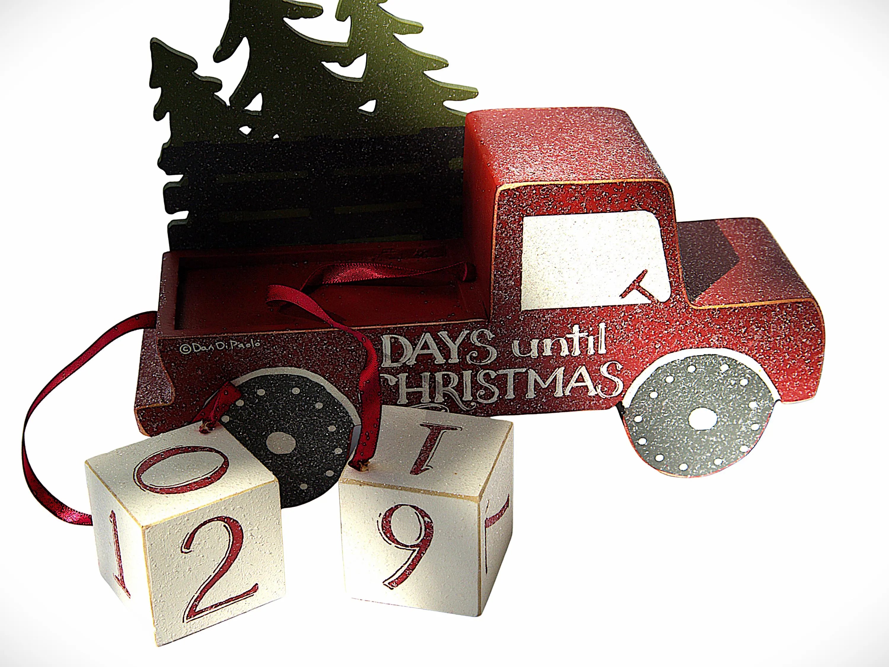 Red Truck Rustic Christmas Countdown: Wooden Holiday Advent Calendar