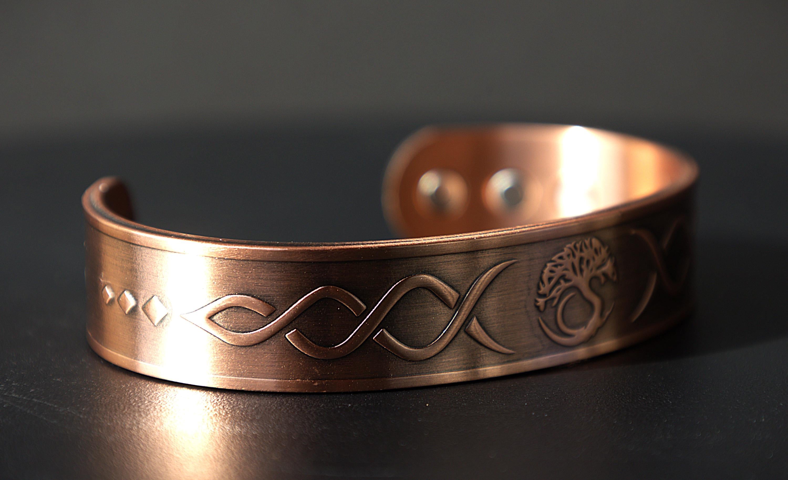 Magnetic Copper Tree of Life Bracelet - Boho Healing Cuff