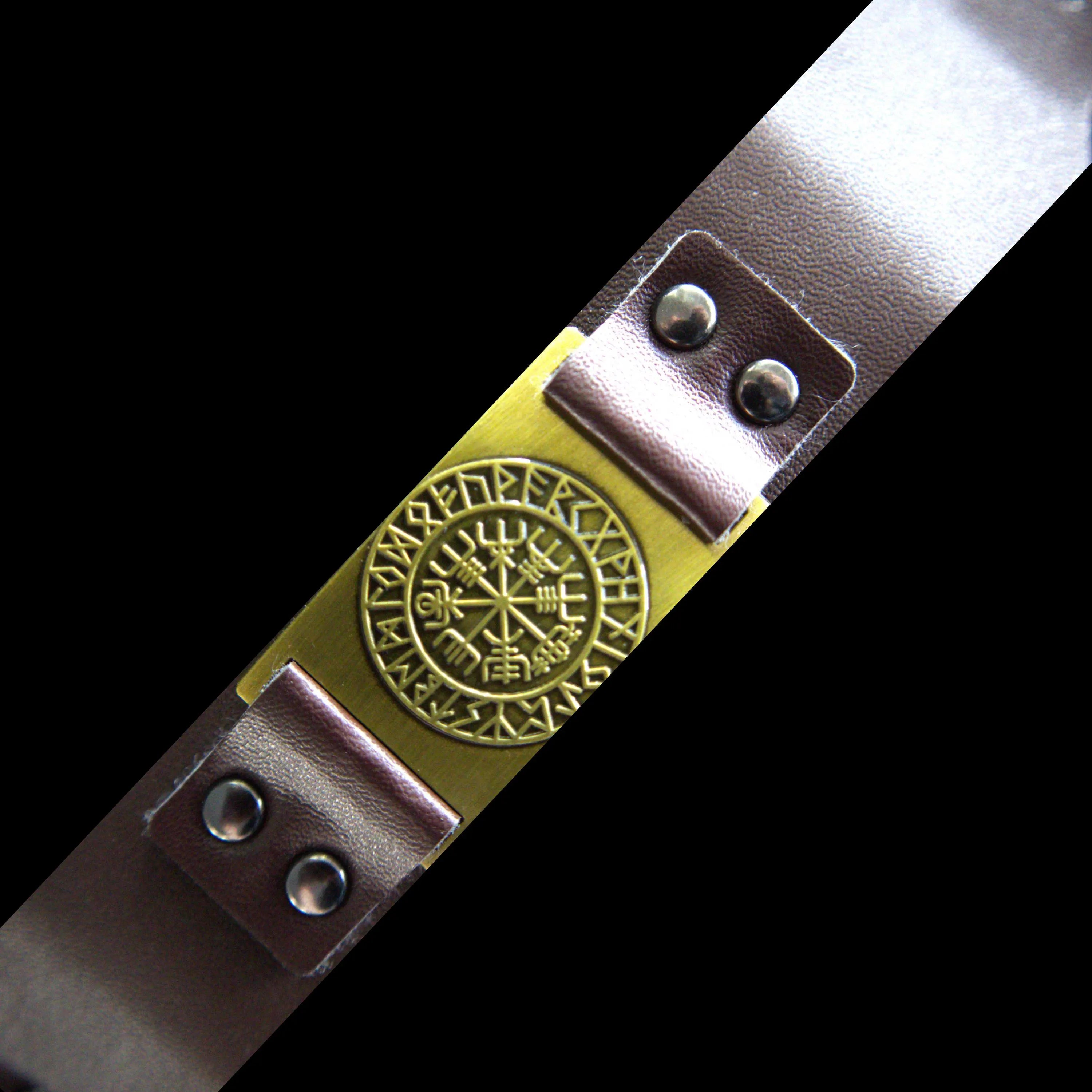 Handcrafted Engraved Vegan Leather Viking Bracelet – Vegvisir, Celtic Knot, Wolf