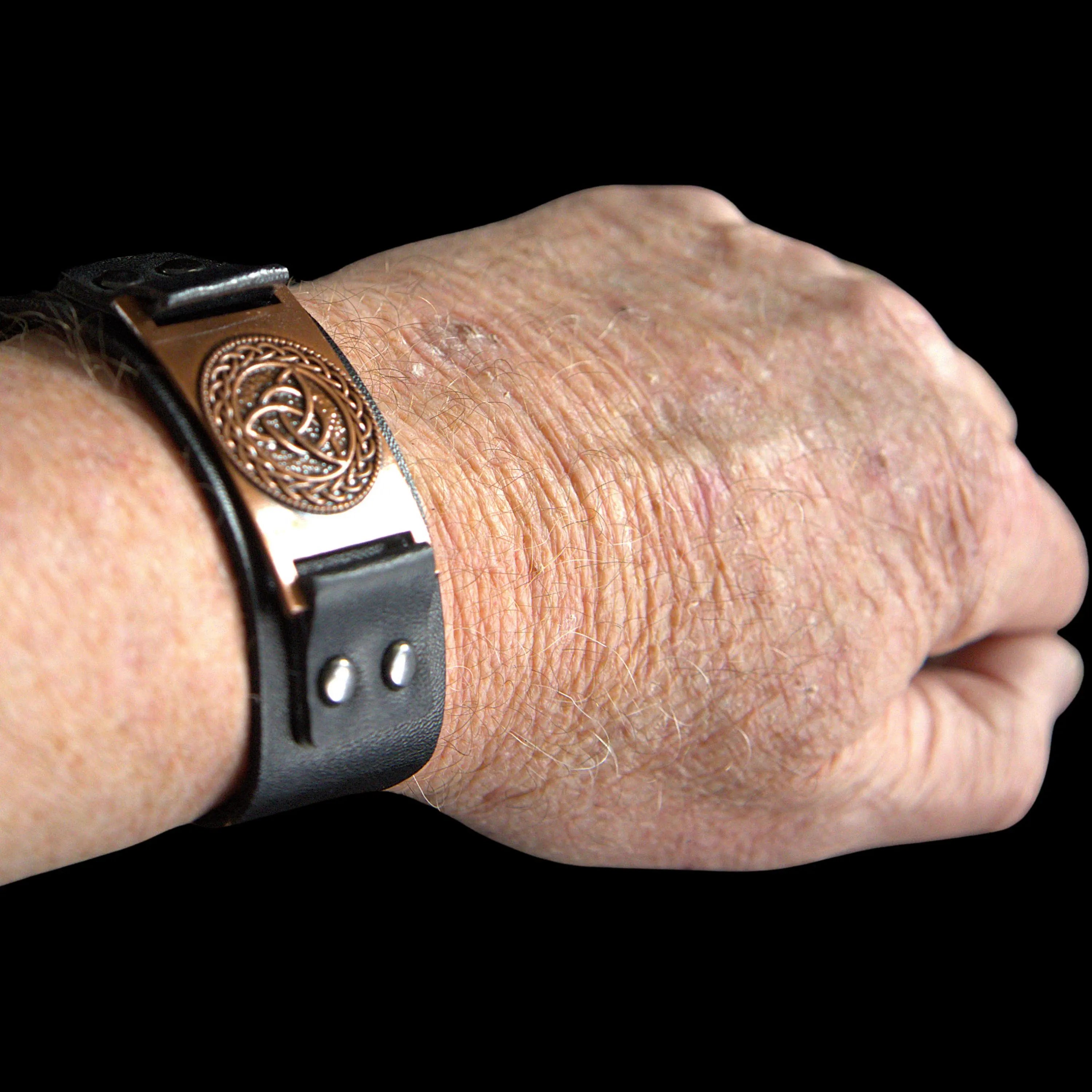 Handcrafted Engraved Vegan Leather Viking Bracelet – Vegvisir, Celtic Knot, Wolf