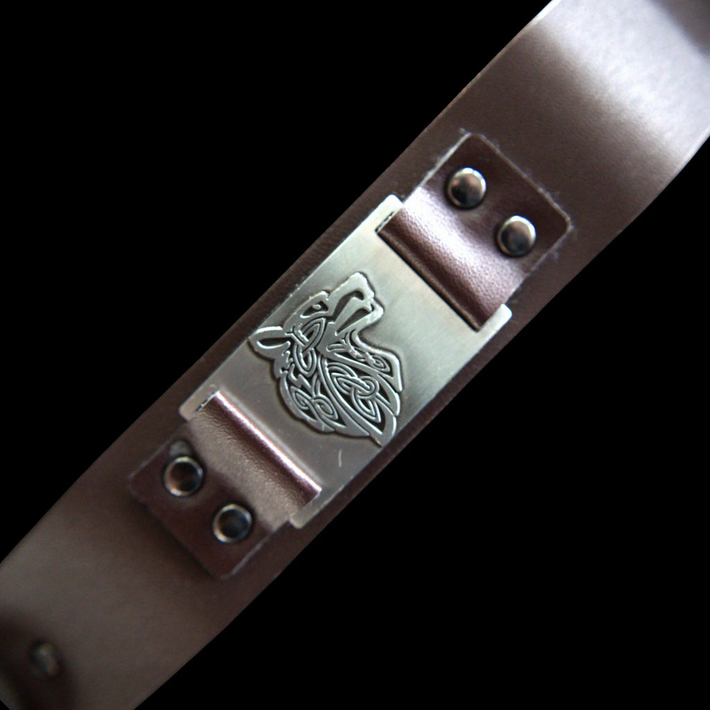 Handcrafted Engraved Vegan Leather Viking Bracelet – Vegvisir, Celtic Knot, Wolf