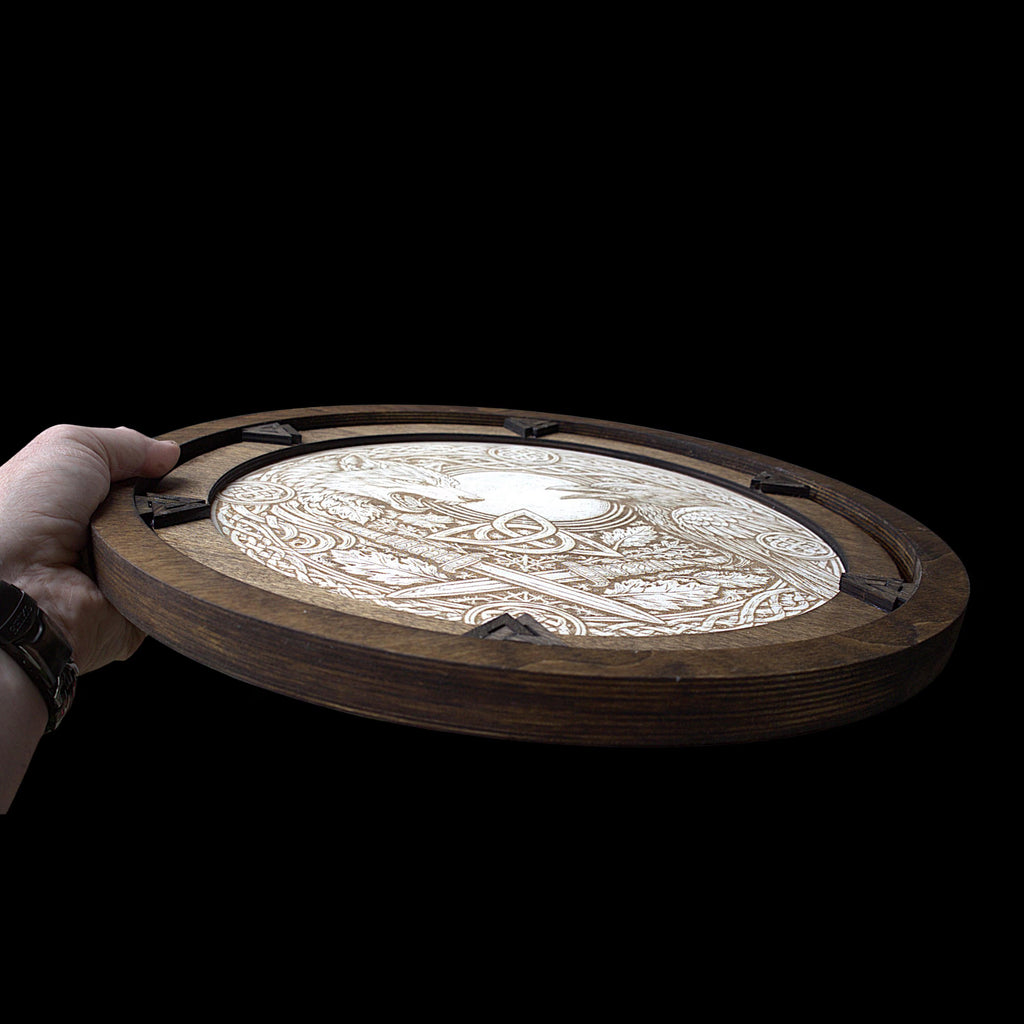 Handcrafted Viking Wood Art | Laser Engraved Norse Wall Decor (16"x16")