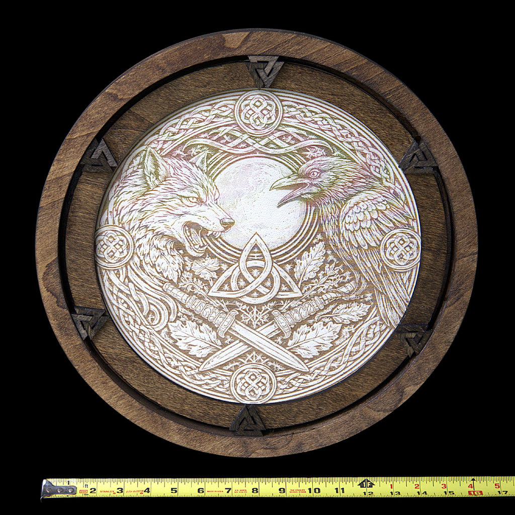 Handcrafted Viking Wood Art | Laser Engraved Norse Wall Decor (16"x16")