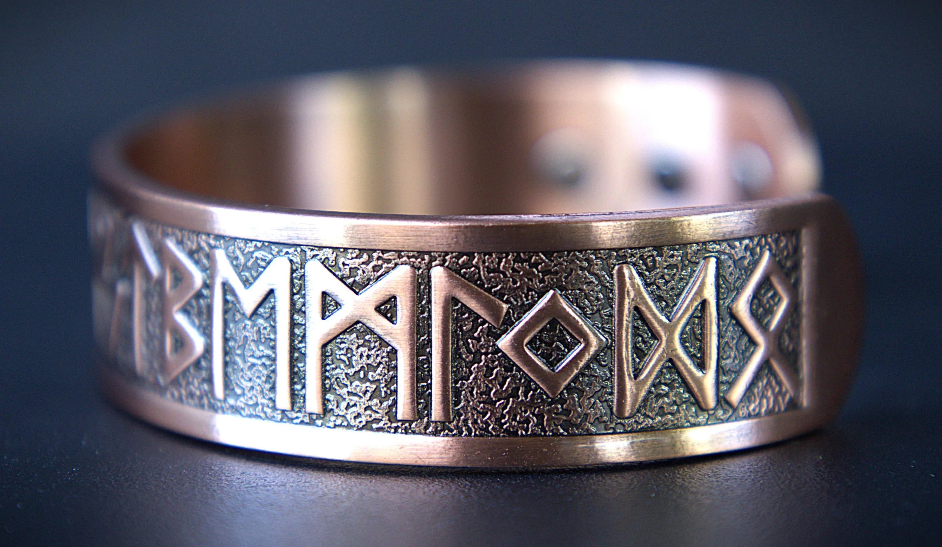 Handcrafted Viking Rune Bracelet for Men, Strength Honor Protection, Magnetic Copper Cuff, Norse Jewelry, Masculine Gift for Him