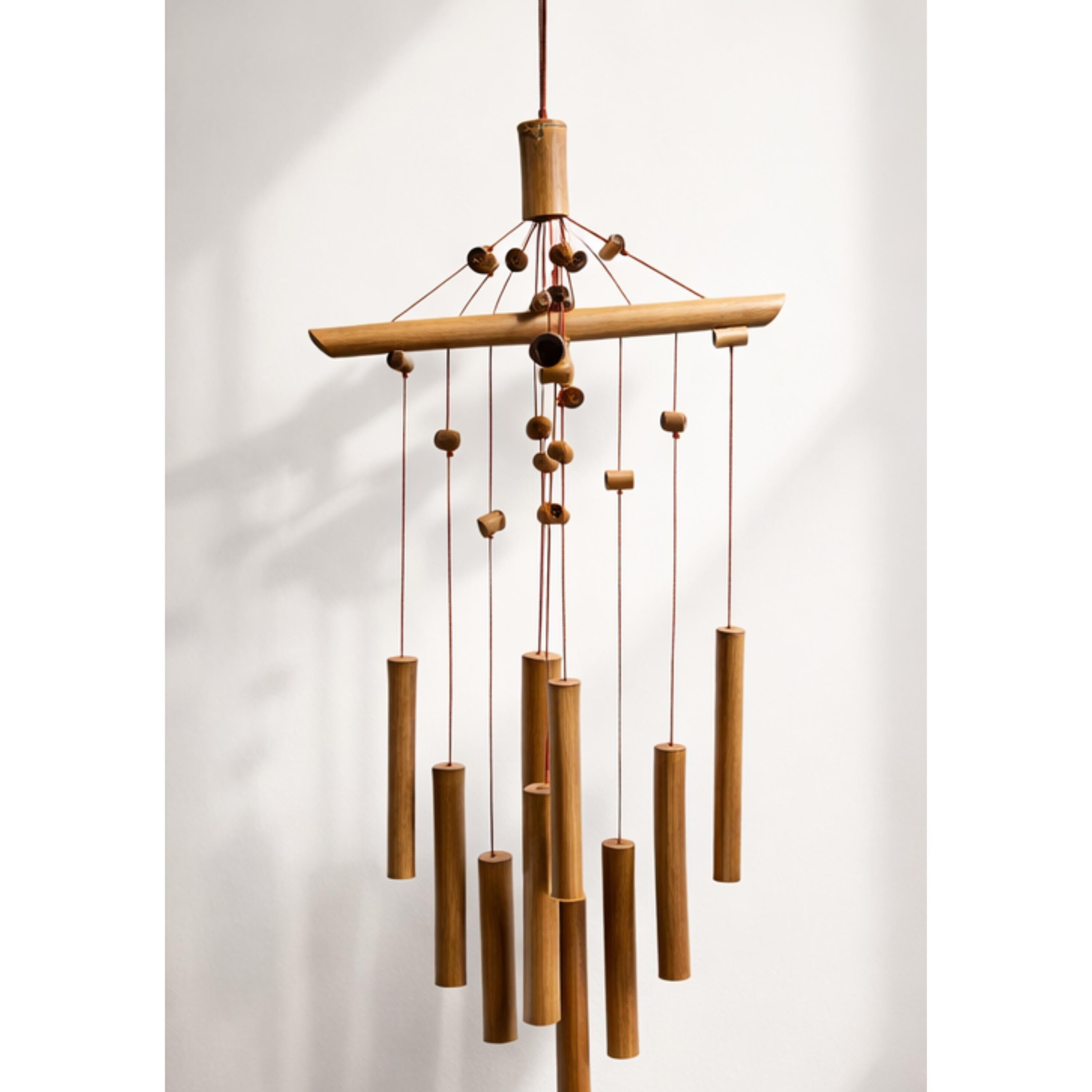 Handcrafted Bamboo Wind Chime | Crisscross Natural Outdoor Decor, Soothing Tones