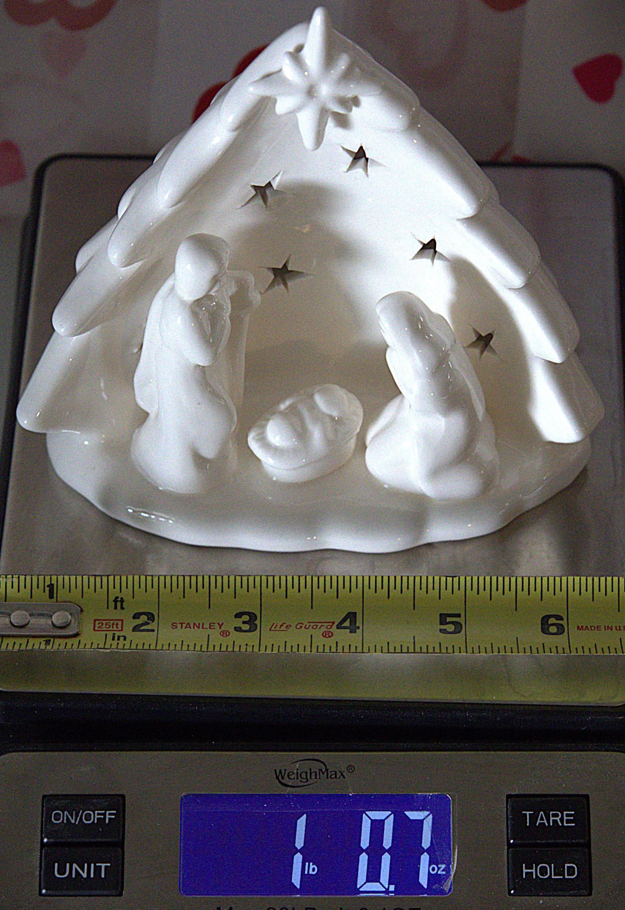 Ceramic Nativity Tea Light Holder: Holy Family Christmas Decor