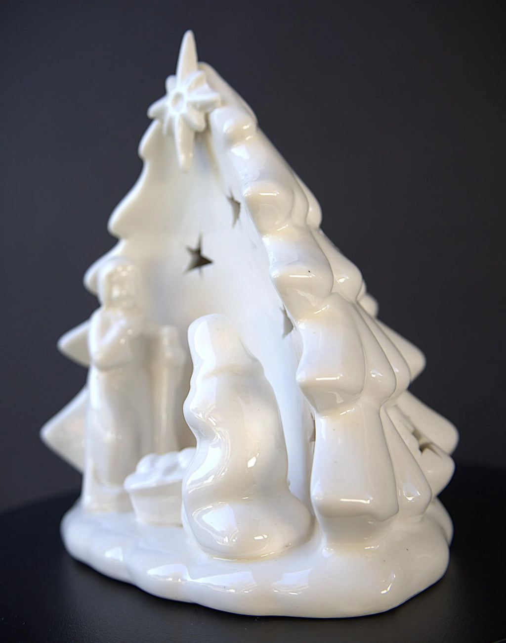 Ceramic Nativity Tea Light Holder: Holy Family Christmas Decor