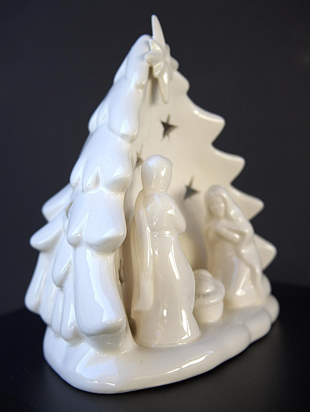 Ceramic Nativity Tea Light Holder: Holy Family Christmas Decor