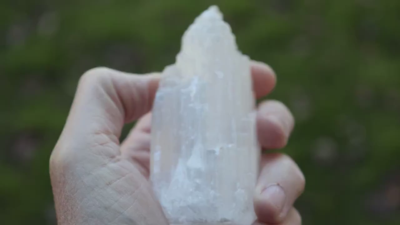 Natural Selenite Crystal Tower 4 Inch video