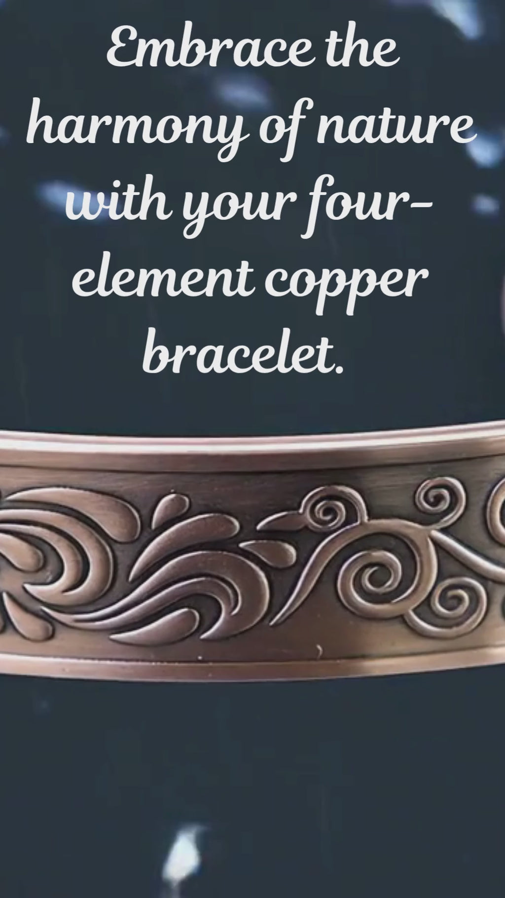 Magnetic Copper Cuff Bracelet for Healing & Balance | 4 Elements Handcrafted Antique Design.