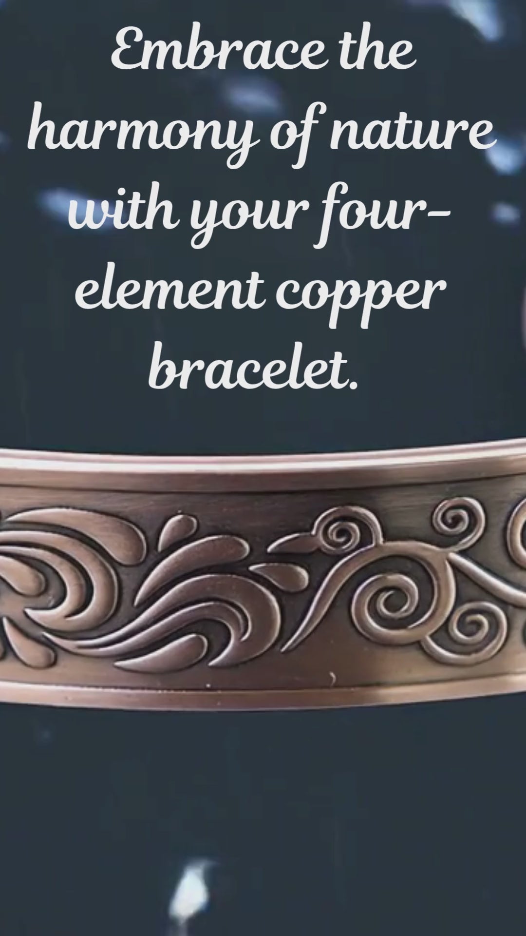 Magnetic Copper Cuff Bracelet for Healing & Balance | 4 Elements Handcrafted Antique Design.