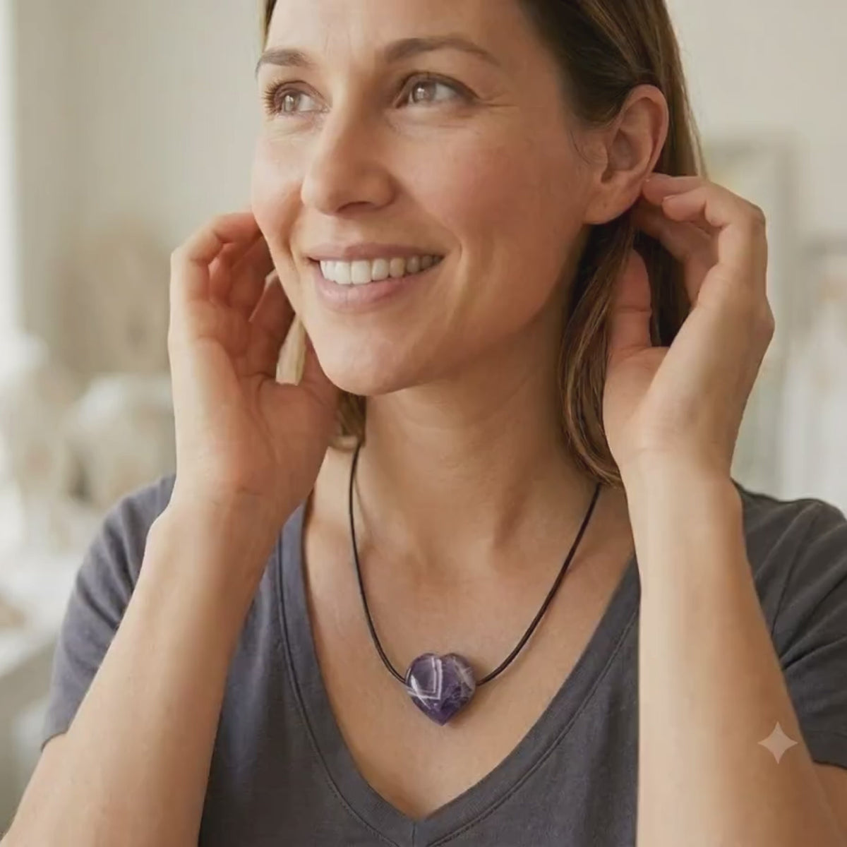 Amethyst Heart Pendant Necklace: Healing Crystal, Boho Chic