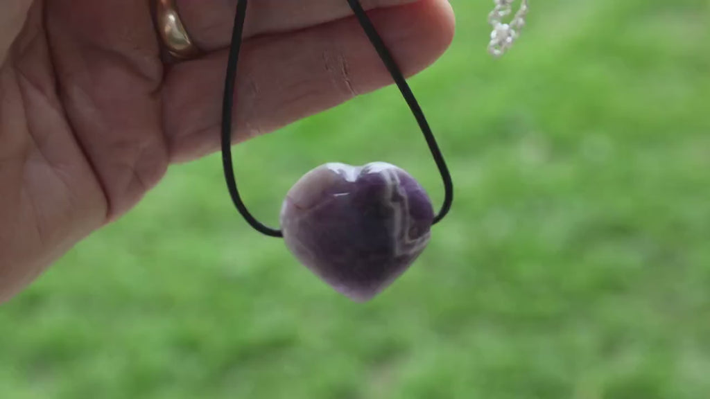 Amethyst Heart Pendant Necklace: Healing Crystal, Boho Chic