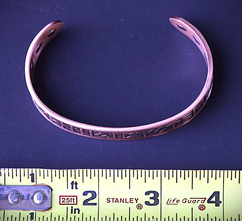 Handcrafted Viking Rune Bracelet for Men, Strength Honor Protection, Magnetic Copper Cuff, Norse Jewelry, Masculine Gift for Him