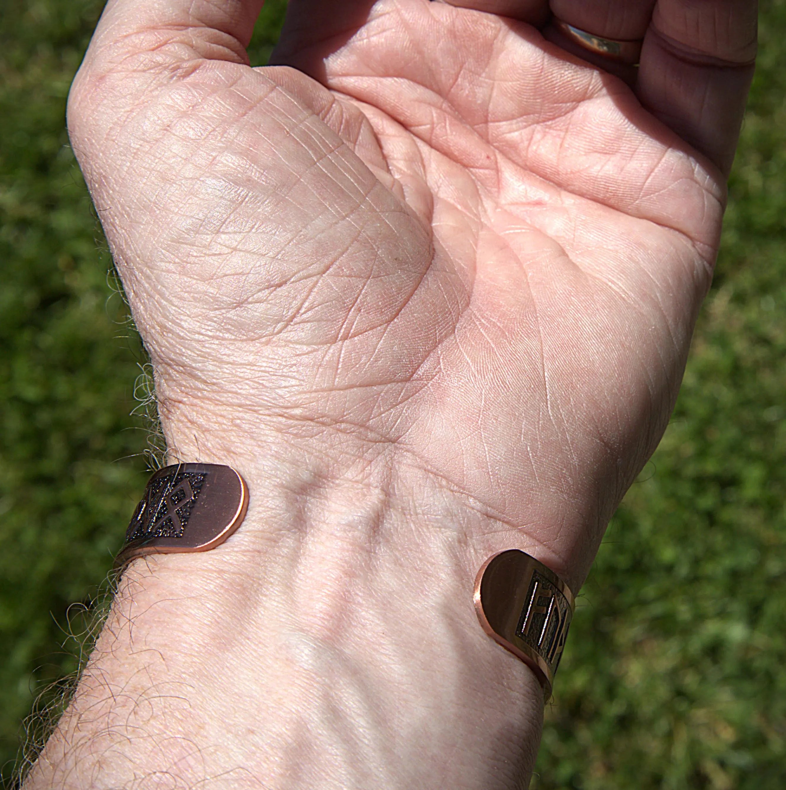 Handcrafted Viking Rune Bracelet for Men, Strength Honor Protection, Magnetic Copper Cuff, Norse Jewelry, Masculine Gift for Him